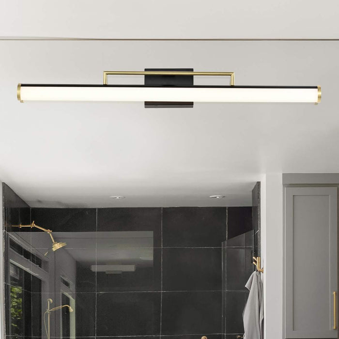 Vanity Nuvo 62-1539 Solano Large Vanity - LED - Black and Brushed Brass Finish - White Acrylic Lens Nuvo