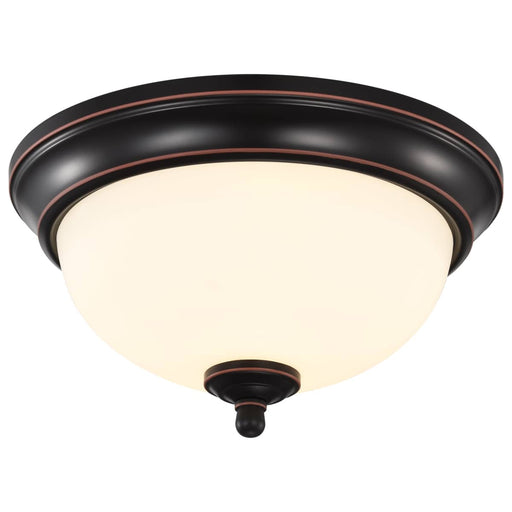 Flush Mount Nuvo 62-1557 Center Lock 11 Inch LED Flush Mount - 19 Watt - 3000K - Mahogany Bronze Finish - Frosted Glass Nuvo