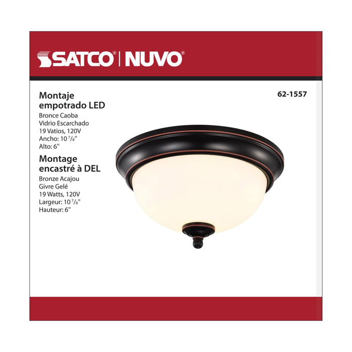 Flush Mount Nuvo 62-1557 Center Lock 11 Inch LED Flush Mount - 19 Watt - 3000K - Mahogany Bronze Finish - Frosted Glass Nuvo