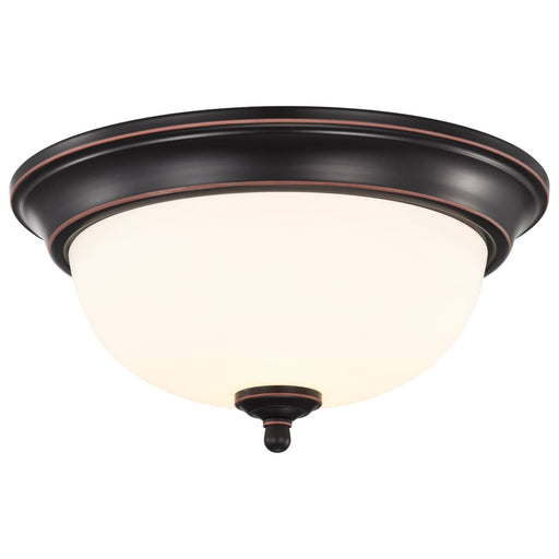Flush Mount Nuvo 62-1558 Center Lock 13 Inch LED Flush Mount - 19 Watt - 3000K - Mahogany Bronze Finish - Frosted Glass Nuvo