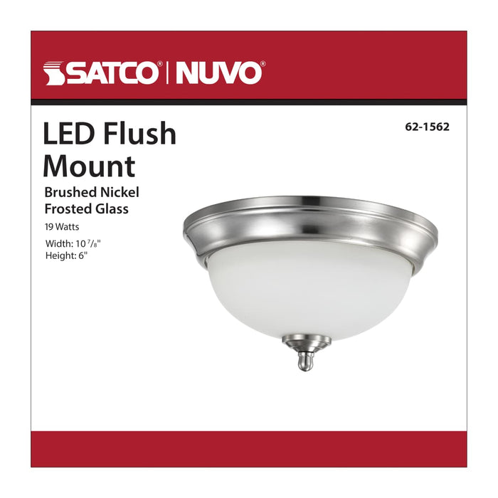 Flush Mount Nuvo 62-1562 19 Watt - 11 inch - LED Flush Mount Fixture - 3000K - Dimmable - Brushed Nickel - Frosted Glass Nuvo