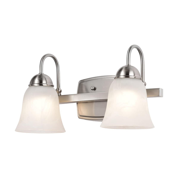 Vanity Nuvo 62-1568 15 Watt - LED 2 Light Vanity Fixture - 3000K - Brushed Nickel with Alabaster Glass Nuvo