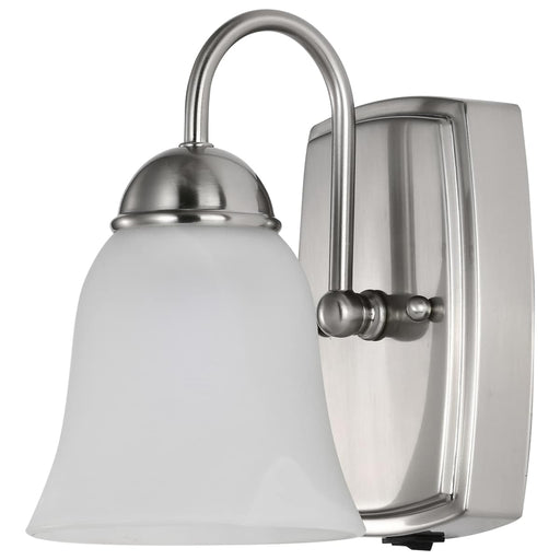 Vanity Nuvo 62-1569 8 Watt - LED 1 Light Vanity Fixture - 3000K - Brushed Nickel with Alabaster Glass - With Switch Nuvo