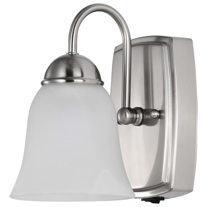 Vanity Nuvo 62-1569 8 Watt - LED 1 Light Vanity Fixture - 3000K - Brushed Nickel with Alabaster Glass - With Switch Nuvo
