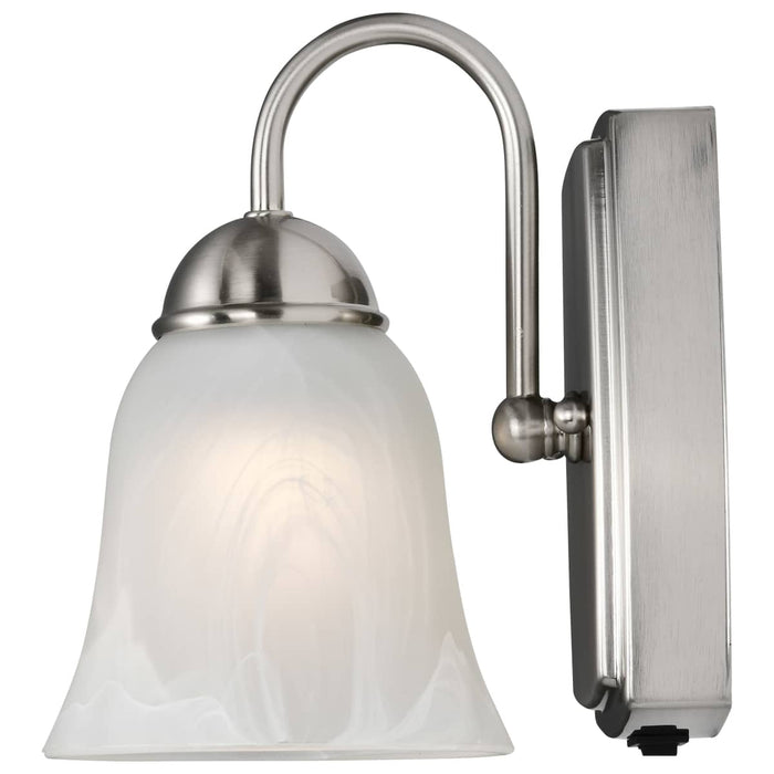 Vanity Nuvo 62-1569 8 Watt - LED 1 Light Vanity Fixture - 3000K - Brushed Nickel with Alabaster Glass - With Switch Nuvo
