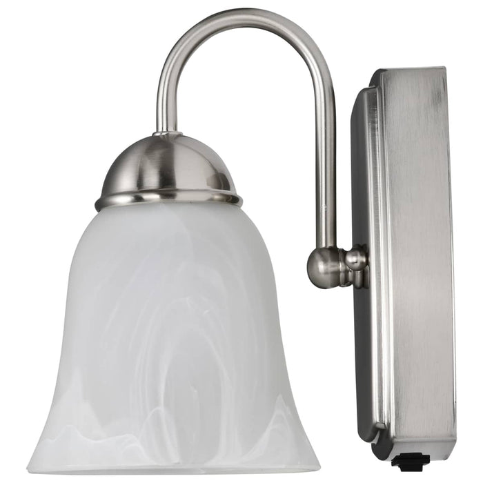 Vanity Nuvo 62-1569 8 Watt - LED 1 Light Vanity Fixture - 3000K - Brushed Nickel with Alabaster Glass - With Switch Nuvo