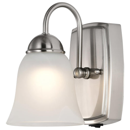 Vanity Nuvo 62-1569 8 Watt - LED 1 Light Vanity Fixture - 3000K - Brushed Nickel with Alabaster Glass - With Switch Nuvo