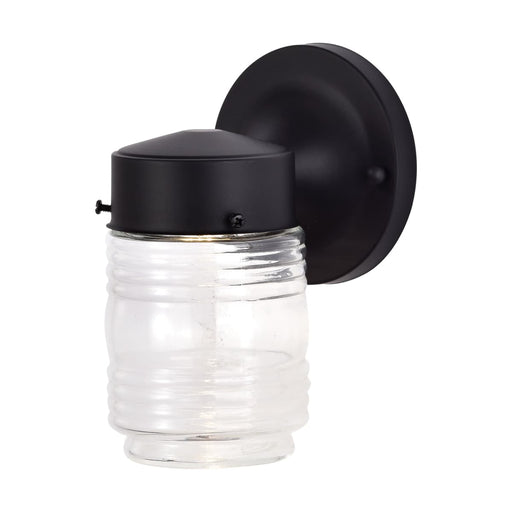 Mason Jar Nuvo 62-1573 8 Watt - 1 Light - Porch - Wall - Mason Jar Fixture - 3000K - Black Finish with Clear Glass Nuvo