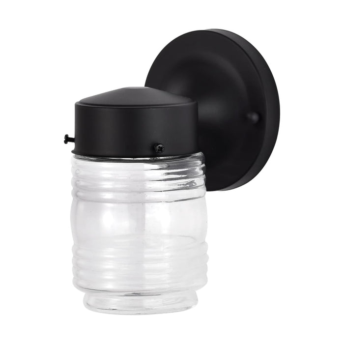 Mason Jar Nuvo 62-1573 8 Watt - 1 Light - Porch - Wall - Mason Jar Fixture - 3000K - Black Finish with Clear Glass Nuvo