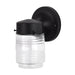 Mason Jar Nuvo 62-1573 8 Watt - 1 Light - Porch - Wall - Mason Jar Fixture - 3000K - Black Finish with Clear Glass Nuvo