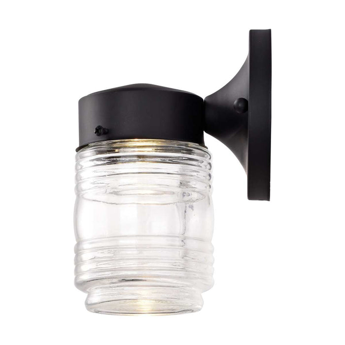 Mason Jar Nuvo 62-1573 8 Watt - 1 Light - Porch - Wall - Mason Jar Fixture - 3000K - Black Finish with Clear Glass Nuvo