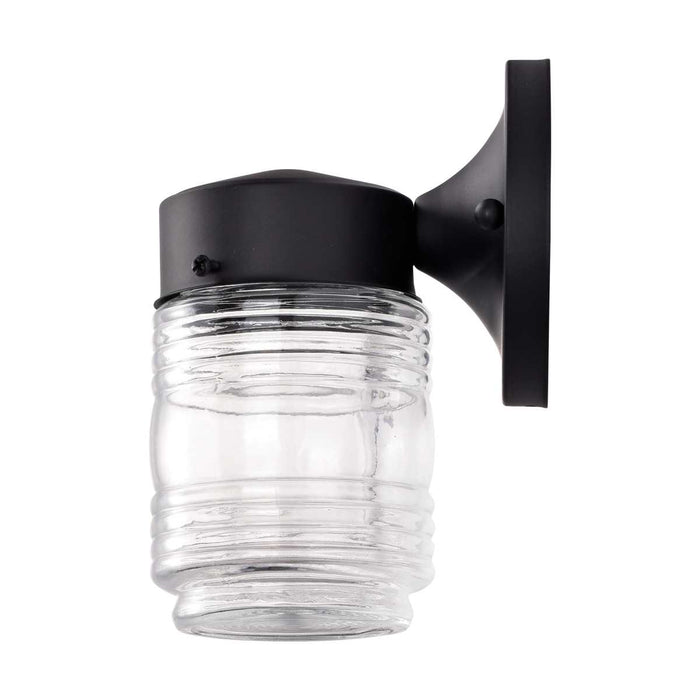 Mason Jar Nuvo 62-1573 8 Watt - 1 Light - Porch - Wall - Mason Jar Fixture - 3000K - Black Finish with Clear Glass Nuvo