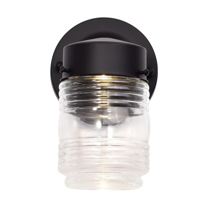 Mason Jar Nuvo 62-1573 8 Watt - 1 Light - Porch - Wall - Mason Jar Fixture - 3000K - Black Finish with Clear Glass Nuvo
