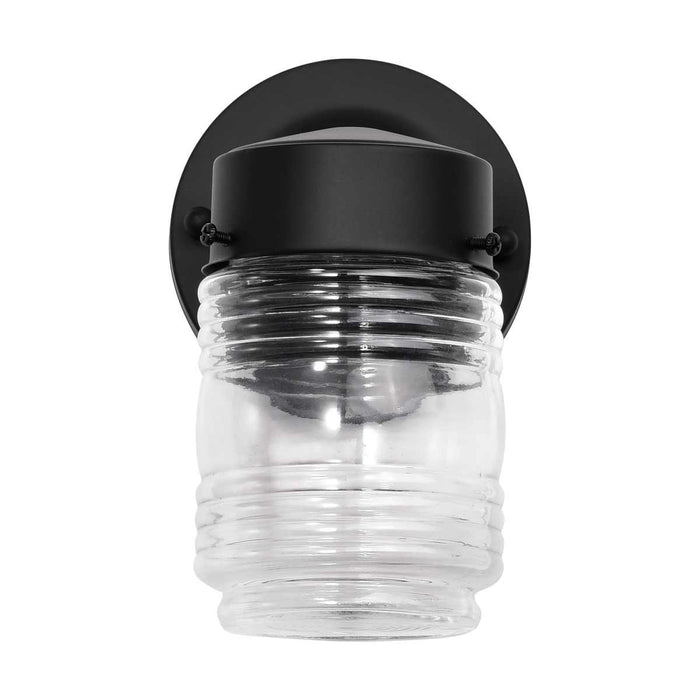 Mason Jar Nuvo 62-1573 8 Watt - 1 Light - Porch - Wall - Mason Jar Fixture - 3000K - Black Finish with Clear Glass Nuvo