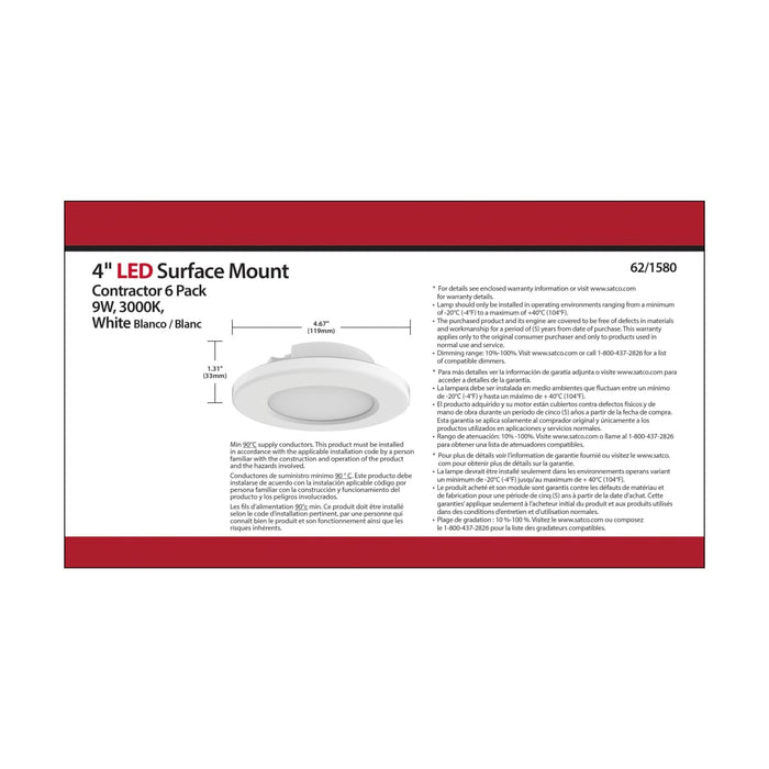 Surface Mount Nuvo 62-1580 4 inch - LED Surface Mount Fixture - 3000K - 6 Unit Contractor Pack - White - White Finish Nuvo