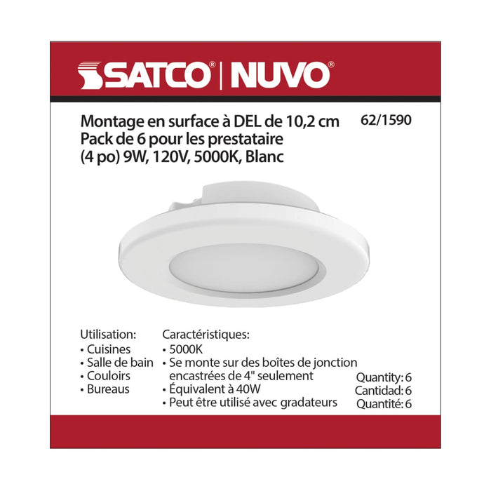 Surface Mount Nuvo 62-1590 4 inch - LED Surface Mount Fixture - 5000K - 6 Unit Contractor Pack - White - White Finish Nuvo