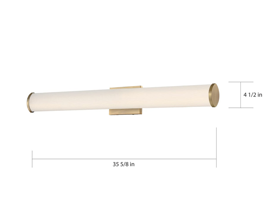 Vanity Nuvo 62-1593 Lena - LED Vanity - Brushed Brass with Striped Lens Nuvo