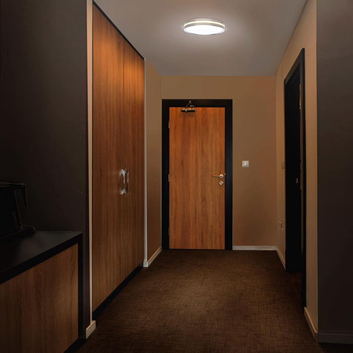 Flush Mount Nuvo 62-1690 11 Inch Surface Mount with Night Light - 5 CCT Selectable - Brushed Nickel Finish Nuvo