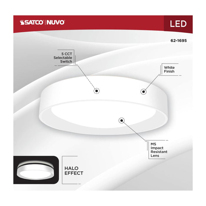 Flush Mount Nuvo 62-1695 Selene - 13 Inch LED Flush Mount - CCT Selectable - White Finish Nuvo