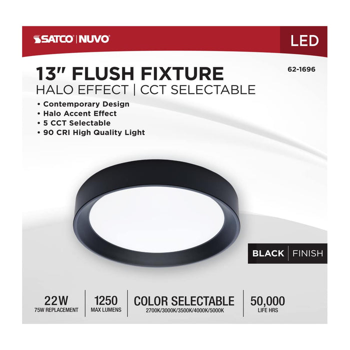 Flush Mount Nuvo 62-1696 Selene - 13 Inch LED Flush Mount - CCT Selectable - Black Finish Nuvo