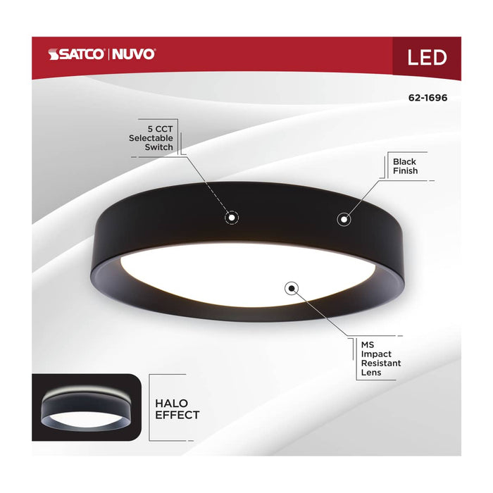 Flush Mount Nuvo 62-1696 Selene - 13 Inch LED Flush Mount - CCT Selectable - Black Finish Nuvo