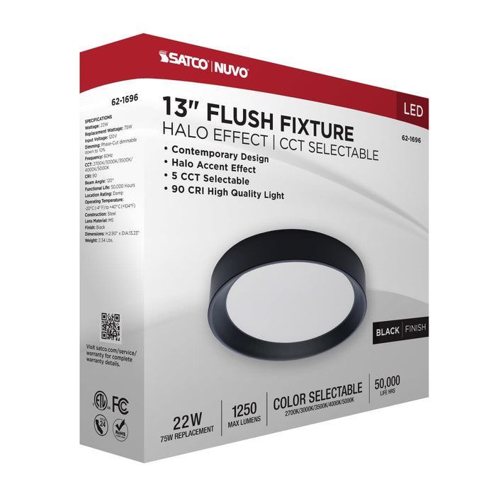 Flush Mount Nuvo 62-1696 Selene - 13 Inch LED Flush Mount - CCT Selectable - Black Finish Nuvo
