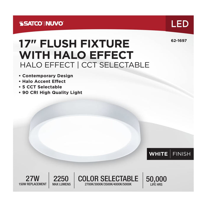 Flush Mount Nuvo 62-1697 Selene - 17 Inch LED Flush Mount - CCT Selectable - White Finish Nuvo