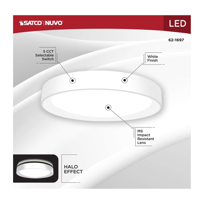 Flush Mount Nuvo 62-1697 Selene - 17 Inch LED Flush Mount - CCT Selectable - White Finish Nuvo