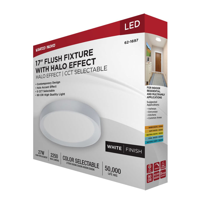 Flush Mount Nuvo 62-1697 Selene - 17 Inch LED Flush Mount - CCT Selectable - White Finish Nuvo