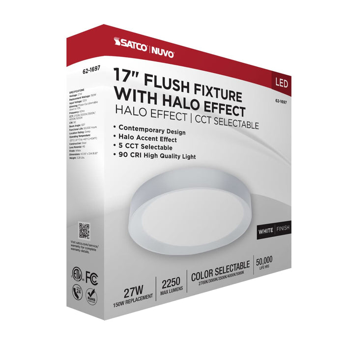 Flush Mount Nuvo 62-1697 Selene - 17 Inch LED Flush Mount - CCT Selectable - White Finish Nuvo