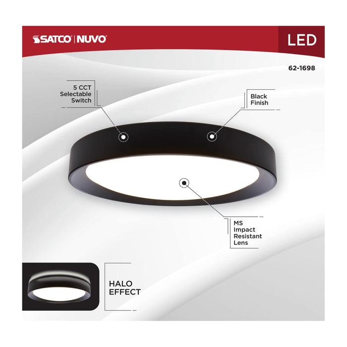 Flush Mount Nuvo 62-1698 Selene - 17 Inch LED Flush Mount - CCT Selectable - Black Finish Nuvo