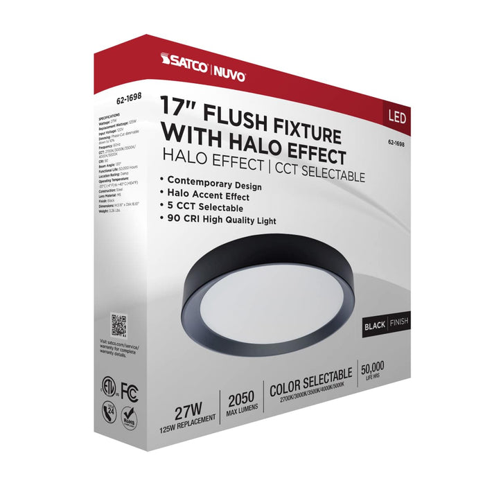 Flush Mount Nuvo 62-1698 Selene - 17 Inch LED Flush Mount - CCT Selectable - Black Finish Nuvo