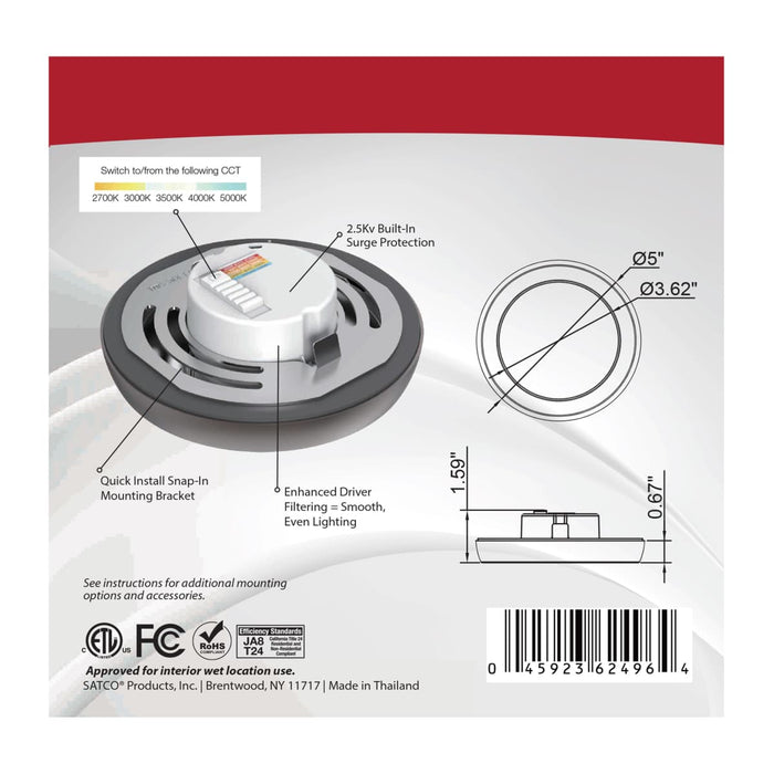 Flush Mount Nuvo 62-1702 Blink Pro - 9W - 5in - LED Fixture - CCT Selectable - Round Shape - Bronze Finish - 120V Nuvo