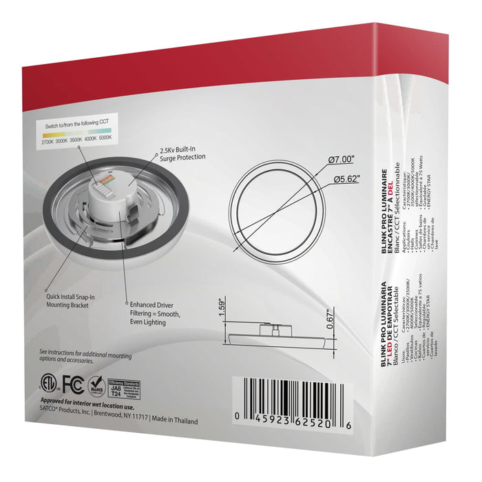 Flush Mount Nuvo 62-1710 Blink Pro - 11W - 7in - LED Fixture - CCT Selectable - Round Shape - White Finish - 120V Nuvo