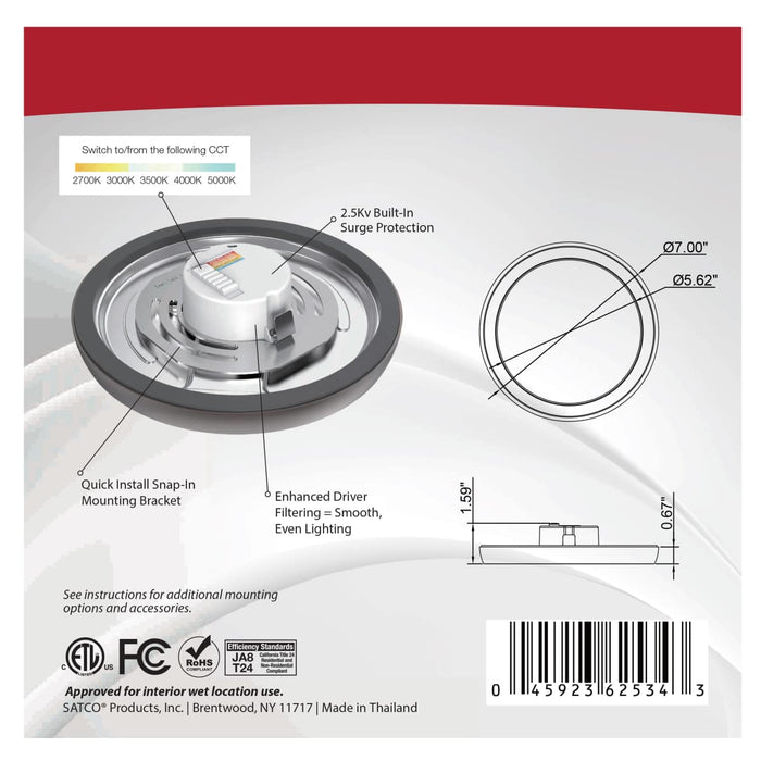 Flush Mount Nuvo 62-1712 Blink Pro - 11W - 7in - LED Fixture - CCT Selectable - Round Shape - Bronze Finish - 120V Nuvo