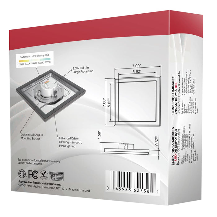 Flush Mount Nuvo 62-1716 Blink Pro - 11W - 7in - LED Fixture - CCT Selectable - Square Shape - Bronze Finish - 120V Nuvo