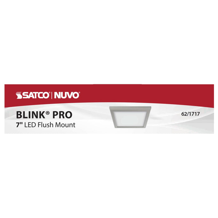 Flush Mount Nuvo 62-1717 Blink Pro - 11W - 7in - LED Fixture - CCT Selectable - Square Shape - Brushed Nickel Finish - 120V Nuvo