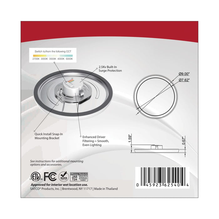 Flush Mount Nuvo 62-1720 Blink Pro - 13W - 9in - LED Fixture - CCT Selectable - Round Shape: White Finish - 120V Nuvo