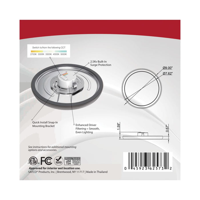 Flush Mount Nuvo 62-1722 Blink Pro - 13W - 9in - LED Fixture - CCT Selectable - Round Shape - Bronze Finish - 120V Nuvo