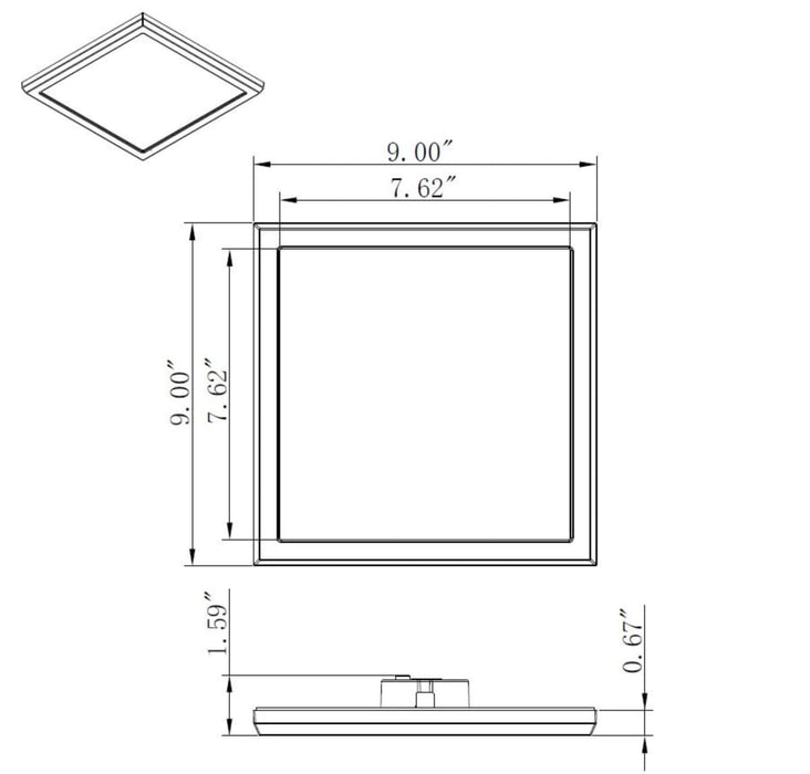 Flush Mount Nuvo 62-1725 Blink Pro - 13W - 9in - LED Fixture - CCT Selectable - Square Shape - Black Finish - 120V Nuvo