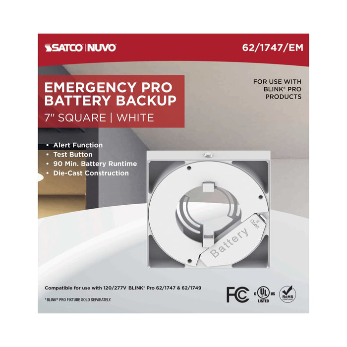Flush Mount Nuvo 62-1747 BLINK Pro - 11 Watt - 7 Inch LED Fixture - 3000K - Square Shape - White Finish - 120/277 Volts Nuvo
