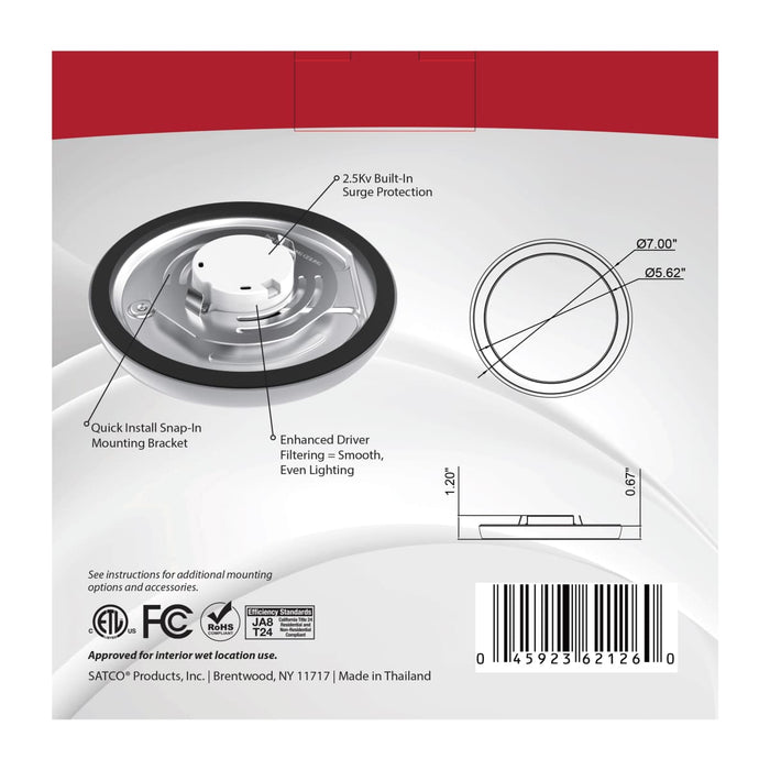 Flush Mount Nuvo 62-1748 BLINK Pro - 11 Watt - 7 Inch LED Fixture - 4000K - Round Shape - White Finish - 120/277 Volts Nuvo