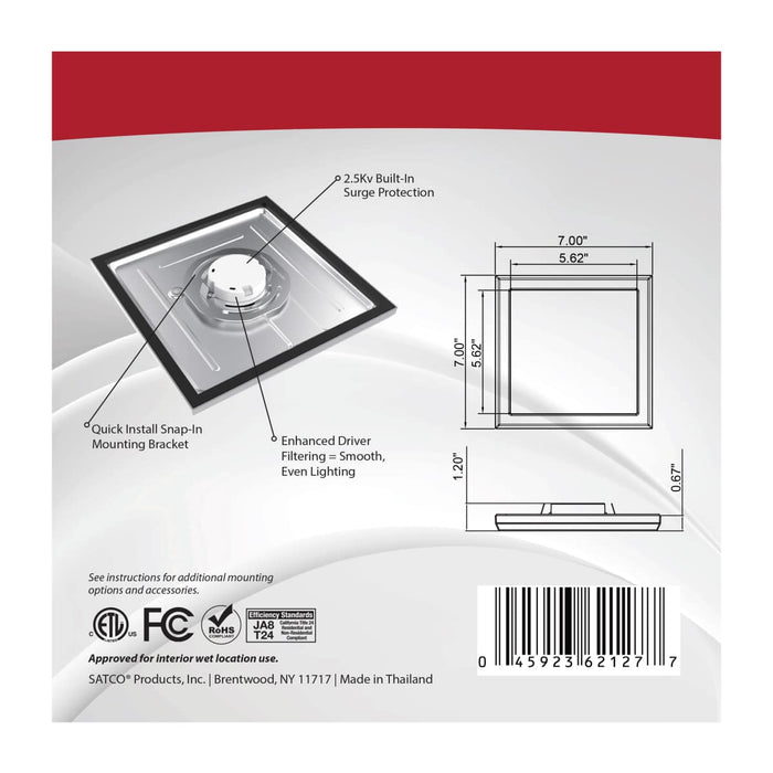 Flush Mount Nuvo 62-1749 BLINK Pro - 11 Watt - 7 Inch LED Fixture - 4000K - Square Shape - White Finish - 120/277 Volts Nuvo