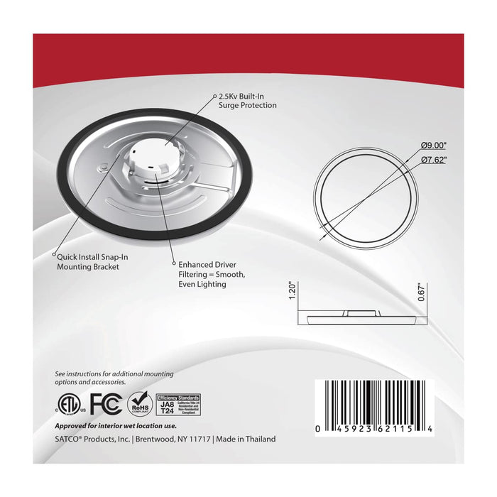 Flush Mount Nuvo 62-1756 BLINK Pro - 13 Watt - 9 Inch LED Fixture - 3000K - Round Shape - White Finish - 120/277 Volts Nuvo