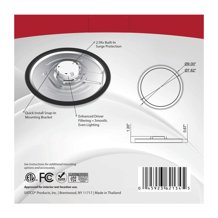 Flush Mount Nuvo 62-1758 BLINK Pro - 13 Watt - 9 Inch LED Fixture - 4000K - Round Shape - White Finish - 120/277 Volts Nuvo