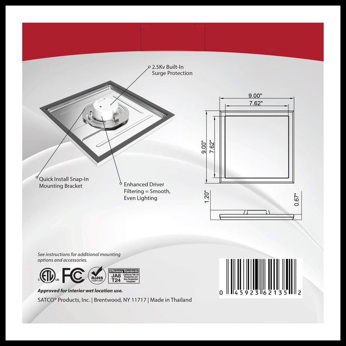 Flush Mount Nuvo 62-1759 BLINK Pro - 13 Watt - 9 Inch LED Fixture - 4000K - Square Shape - White Finish - 120/277 Volts Nuvo