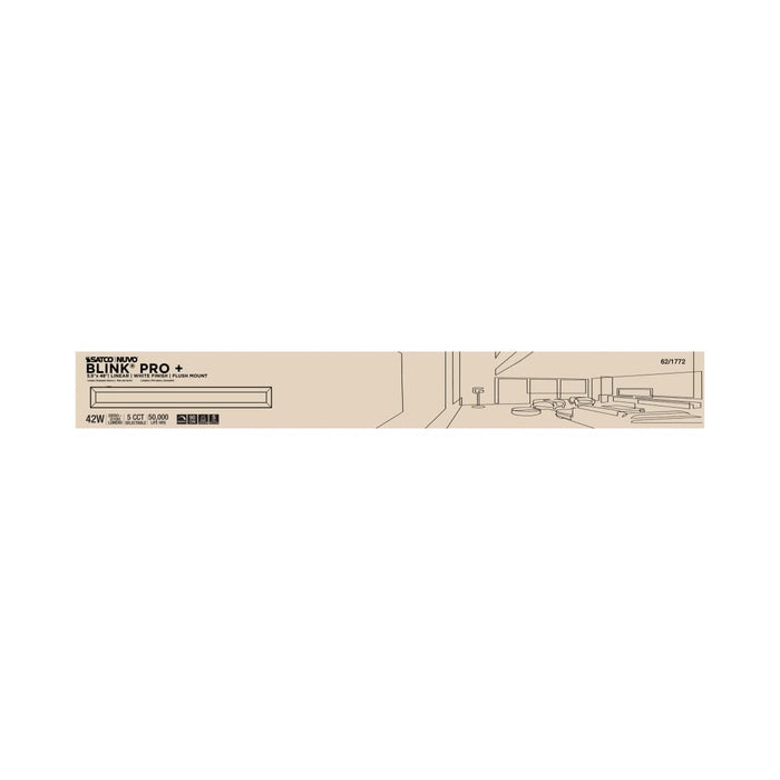 Surface Mount Nuvo 62-1772 Blink Pro Plus - 42 Watt - 5.5 in. x 48 in. - Surface Mount LED - CCT Selectable - 90 CRI - White Finish - 120/277 Volt - Rectangular Shape Nuvo