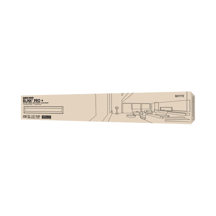 Surface Mount Nuvo 62-1772 Blink Pro Plus - 42 Watt - 5.5 in. x 48 in. - Surface Mount LED - CCT Selectable - 90 CRI - White Finish - 120/277 Volt - Rectangular Shape Nuvo
