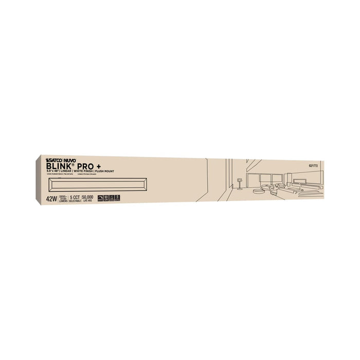 Surface Mount Nuvo 62-1772 Blink Pro Plus - 42 Watt - 5.5 in. x 48 in. - Surface Mount LED - CCT Selectable - 90 CRI - White Finish - 120/277 Volt - Rectangular Shape Nuvo
