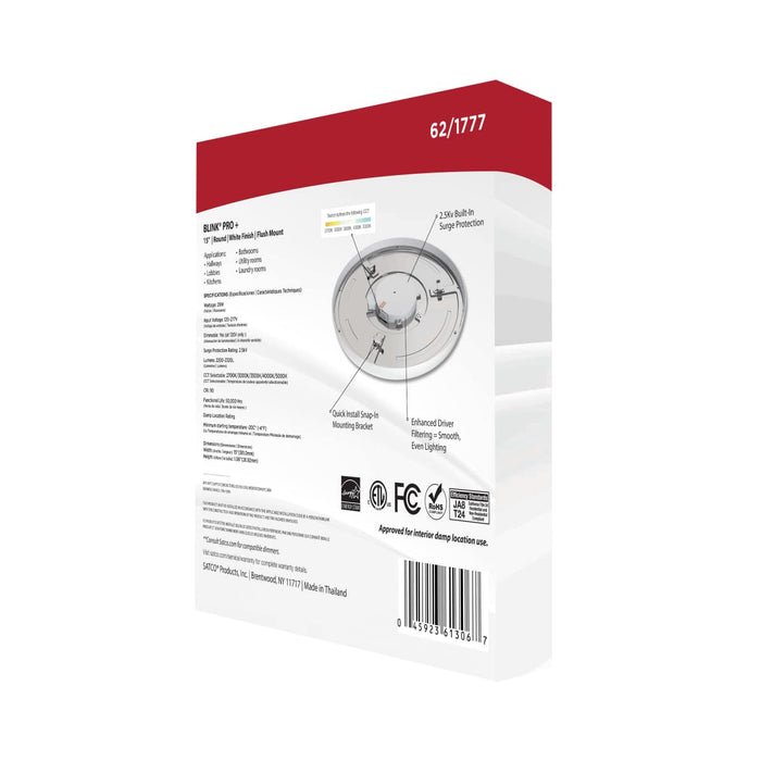 Surface Mount Nuvo 62-1777 Blink Pro Plus - 29 Watt - 15 in. - Surface Mount LED - CCT Selectable - 90 CRI - White Finish - 120/277 Volt - Round Shape Nuvo